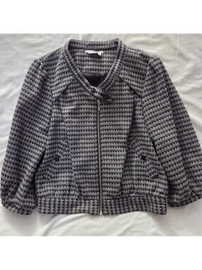 To The Max Bouclé Houndstooth Moto Cropped Jacket Medium
